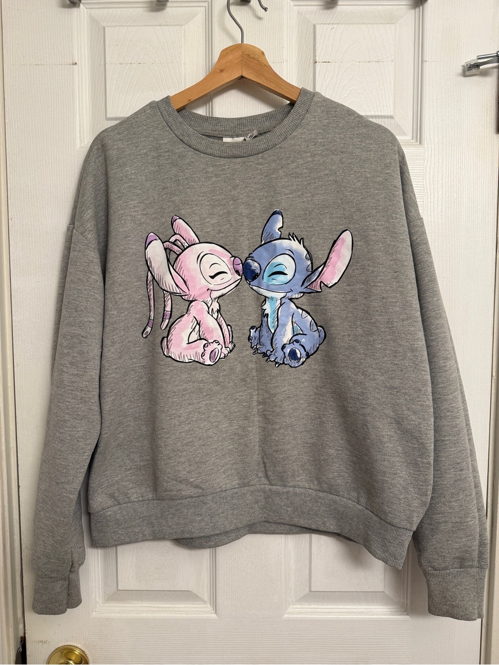 Gray Women's Crewneck Sweatshirt with Stitch & Angel
